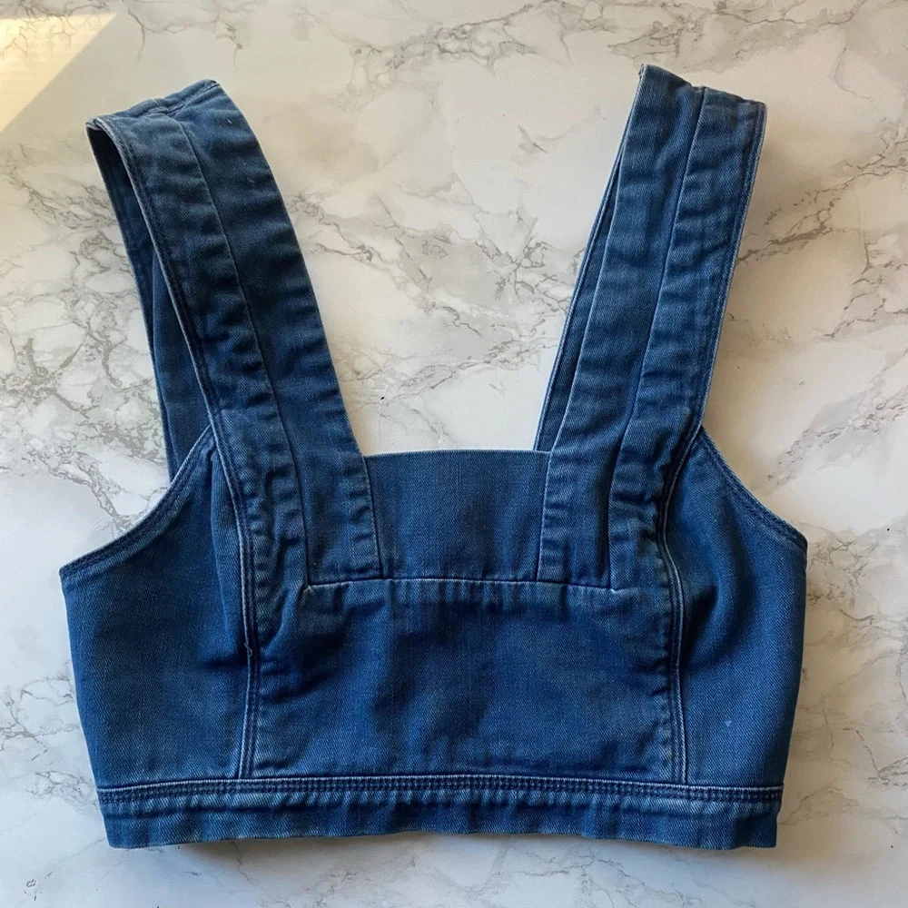 H&M Blue Denim Crop Top - Picture 2 of 3